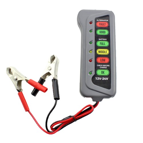 Akkumulátor és generátor teszter LED kijelzővel 12V-24V CBT001