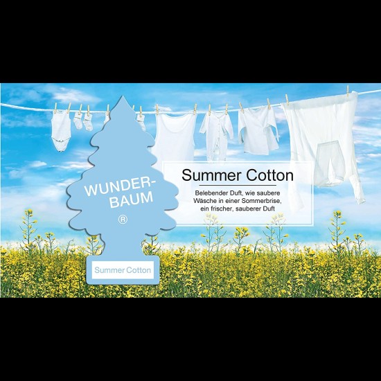 Illatosító Wunder-Baum Summer Cotton (frissen mosott ruha) illatú