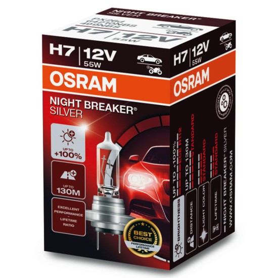 Izzó 12V/55W/H7 1db/+100% Osram Night Breaker Silver 64210NBS-HCB