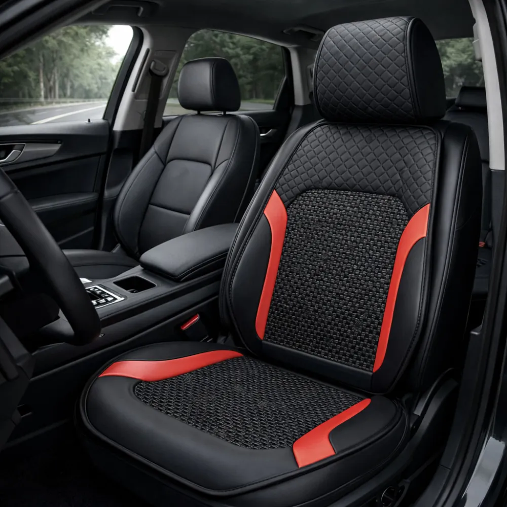 Ülésvédő, szellőző, prémium fekete-piros, darabos Ice Silk, Autolife 02362