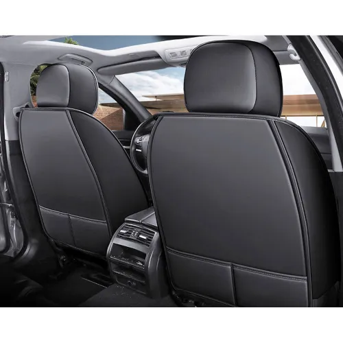 Üléshuzat garnitúra, 11 részes, prémium Ice Silk/PU bőr fekete-fehér, Autolife