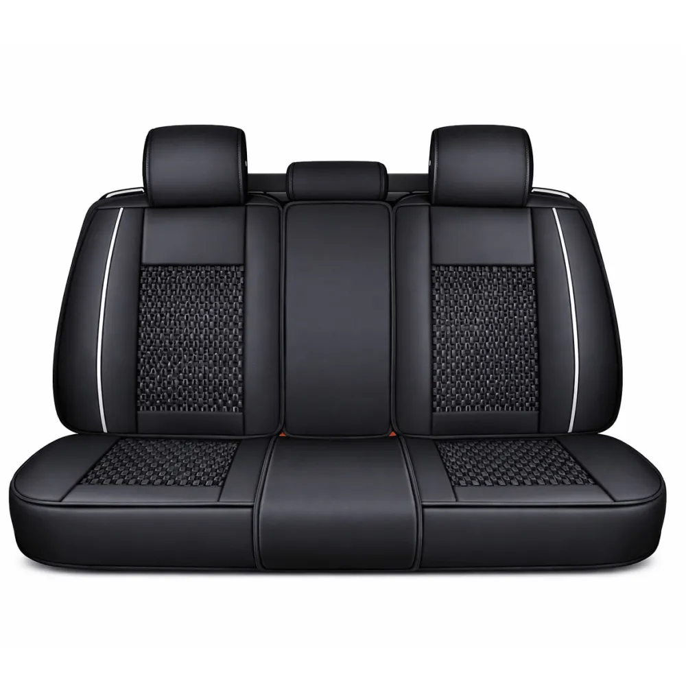 Üléshuzat garnitúra, 11 részes, prémium Ice Silk/PU bőr fekete-fehér, Autolife