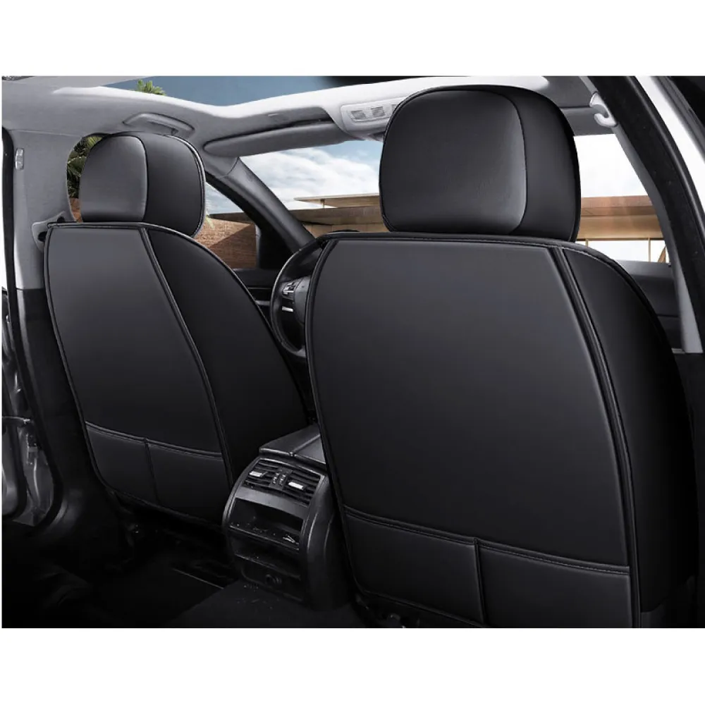 Üléshuzat garnitúra, 11 részes, prémium Ice Silk/PU bőr fekete-piros, Autolife