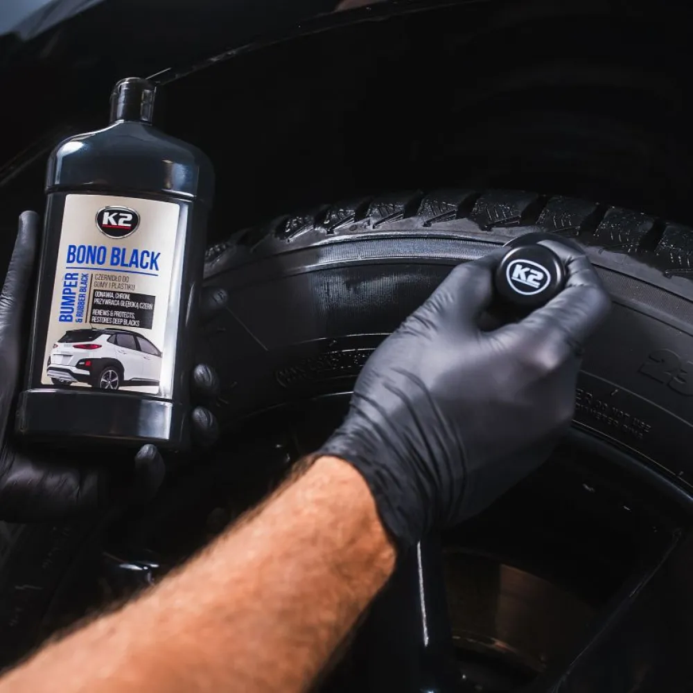 Műanyag- és gumiápoló és kondicionáló feketítő krém 500 ml, K2 Bono Black K035