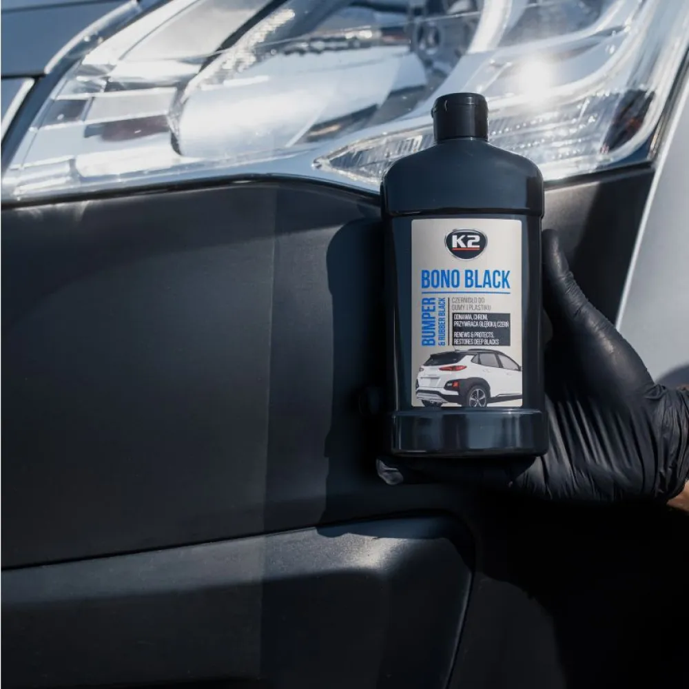 Műanyag- és gumiápoló és kondicionáló feketítő krém 500 ml, K2 Bono Black K035