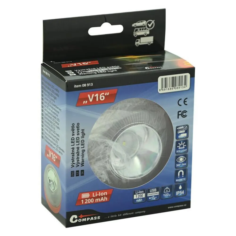 Vészvillogó mágneses biztonsági jelzőlámpa, tölthető V16 C-08913