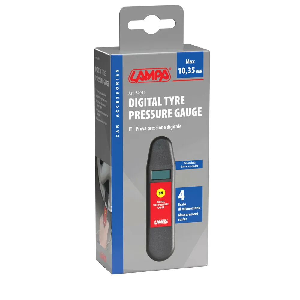 Légnyomásmérő, digitális, önkalibráló rendszerű Lampa Digital tyre pressure gauge