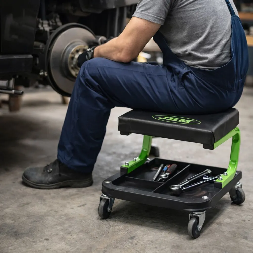 Műhelyszék, alsó szerszámtálcával, négyszögletes, JBM 50844