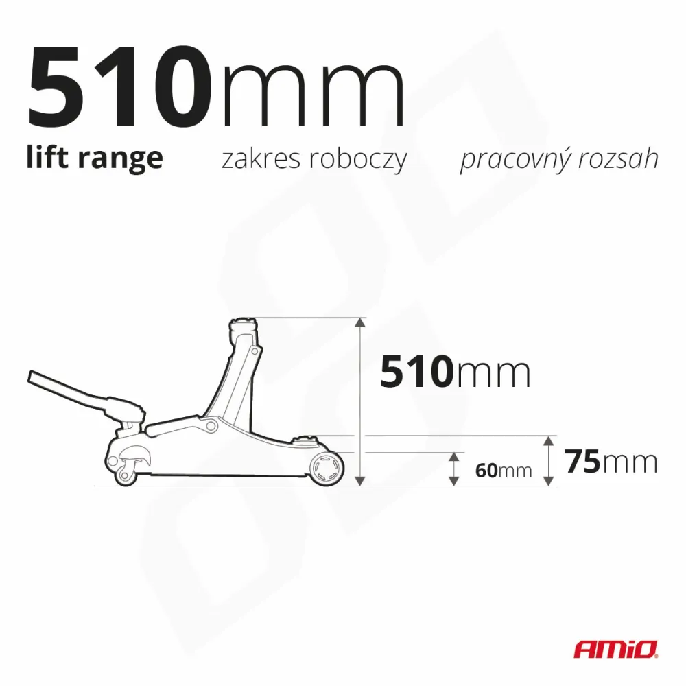 Krokodil, hidraulikus emelő 75-510 mm, 3 tonnás, Amio 04215