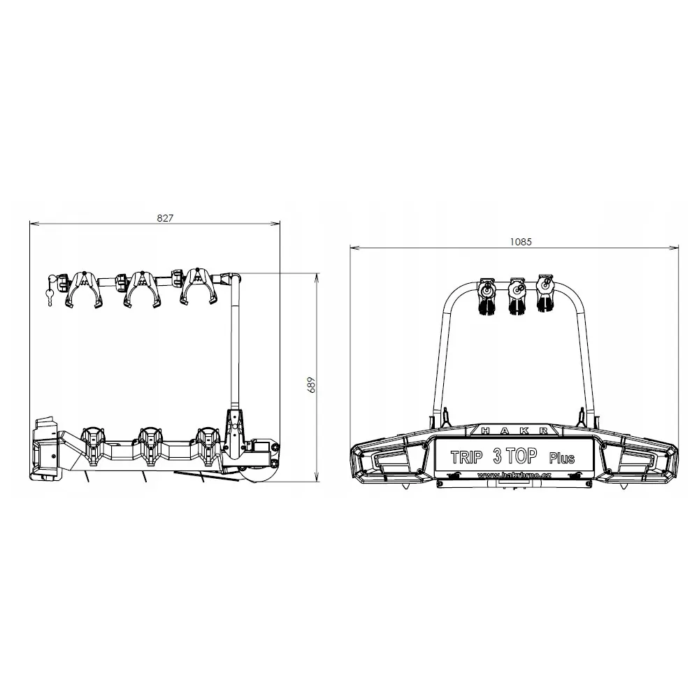 Kerékpártartó vonóhorogra 3db kerékpárhoz, prémium, Hakr Trip 3 Top Plus