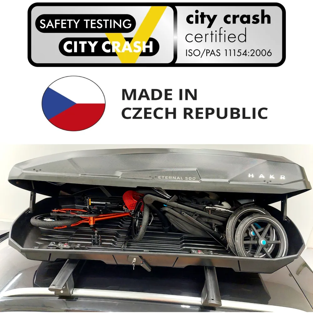 Tetőcsomagtartó, síbox, antracit szürke, 500 literes, Hakr Eternal 500 antracit