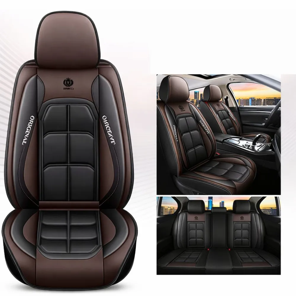 Üléshuzat szett, PU bőr, fekete-kávé, Sonsang Prémium