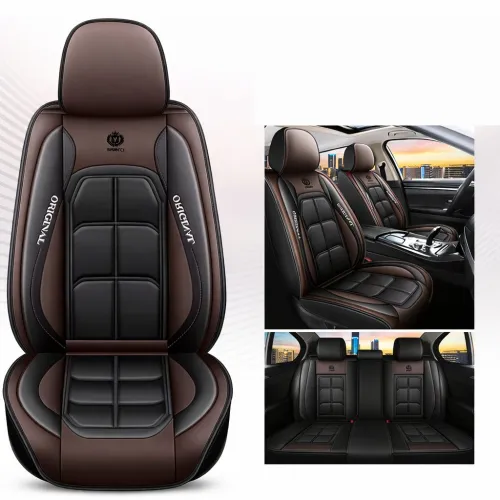 Üléshuzat szett, PU bőr, fekete-kávé, Sonsang Prémium