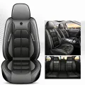 Üléshuzat szett, PU bőr, szürke-fekete, Sonsang, Prémium