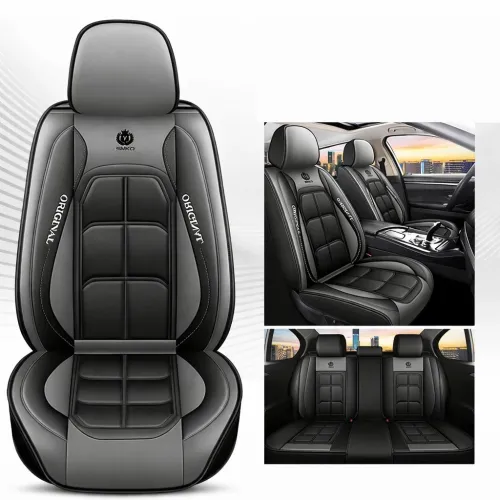 Üléshuzat szett, PU bőr, szürke-fekete, Sonsang, Prémium