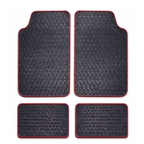 Autószőnyeg 4db-os garnitúra, gumi, fekete-piros, Autolife 2718