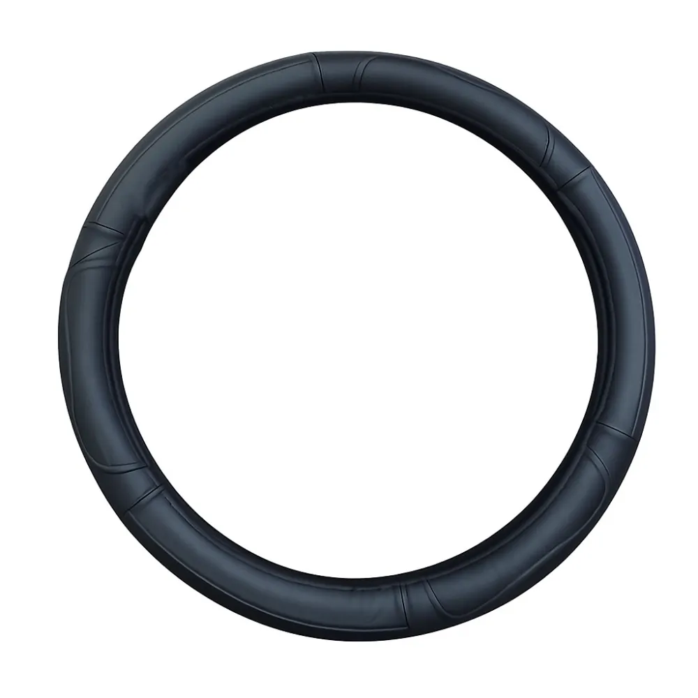 Kormányvédő 36-38cm, fekete valódi bőr, csavart mintával, Autolife 1012BK