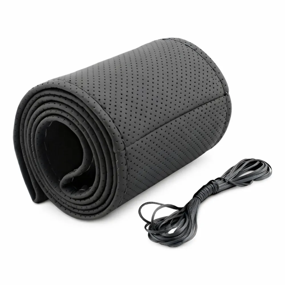 Kormányvédő, varrható bőr (lyukacsos), fekete színben 40cm