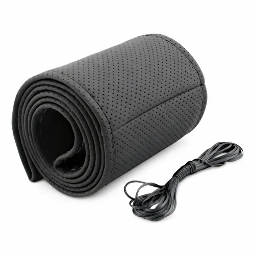 Kormányvédő, varrható bőr (lyukacsos), fekete színben 40cm