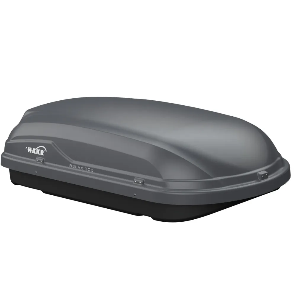 Tetőcsomagtartó box, szürke, 300 liter, Hakr Relax 300