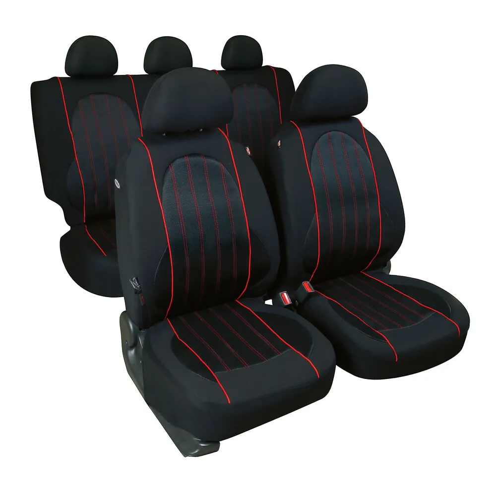 Üléshuzat garnitúra fekete, piros varással 9db-os, Lampa Alyssa
