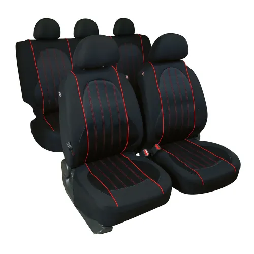 Üléshuzat garnitúra fekete, piros varással 9db-os, Lampa Alyssa