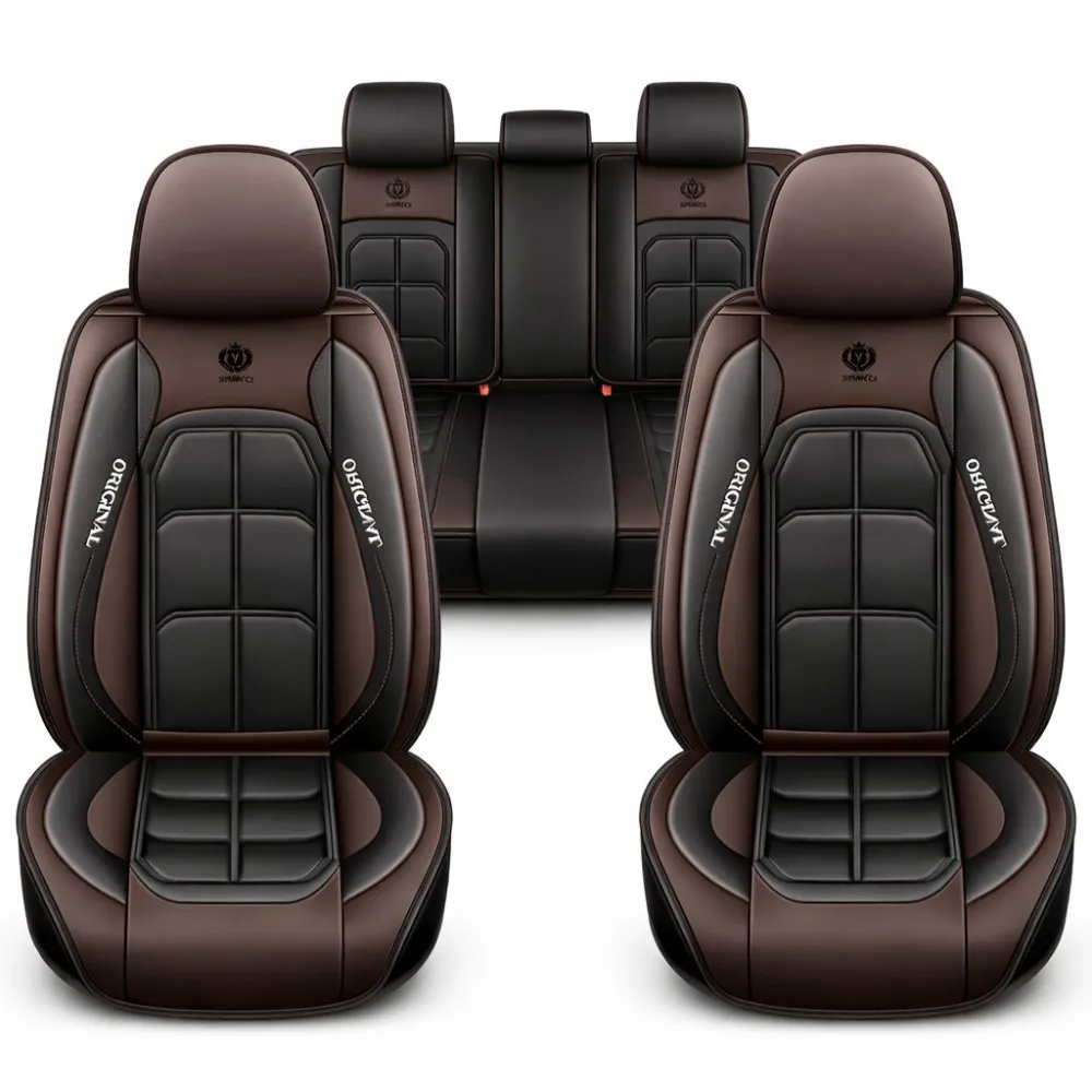 Üléshuzat szett, PU bőr, fekete-kávé, Sonsang Prémium