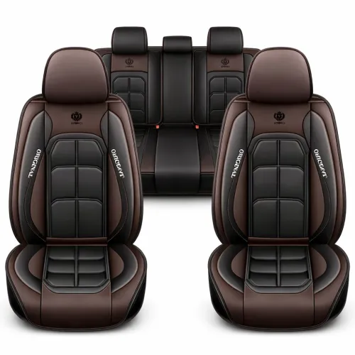 Üléshuzat szett, PU bőr, fekete-kávé, Sonsang Prémium