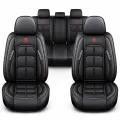 Üléshuzat szett, PU bőr, fekete, piros cérna varrással, Sonsang, Prémium 