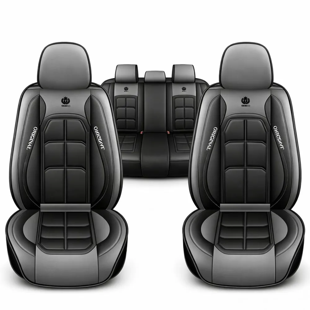 Üléshuzat szett, PU bőr, szürke-fekete, Sonsang, Prémium