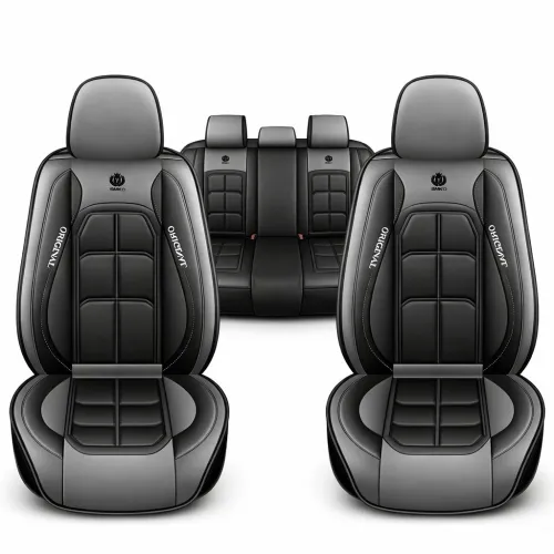 Üléshuzat szett, PU bőr, szürke-fekete, Sonsang, Prémium