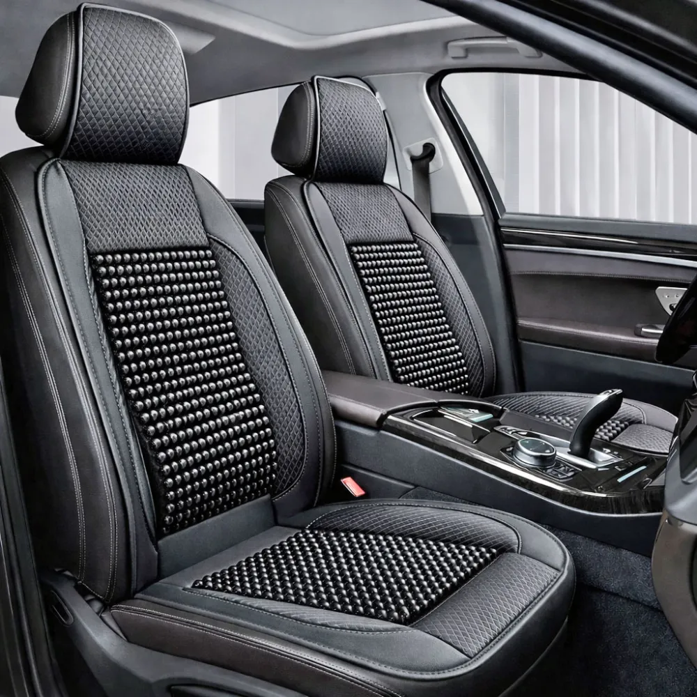 Ülésvédő deréktámasszal, szellőző, prémium, fekete, Ice Silk, Autolife 02379