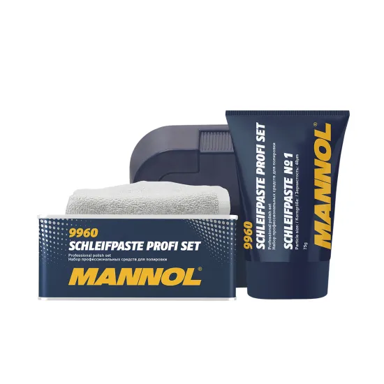 Polírozó szett, kézi és gépi, 4db-os Mannol 9960 Schleifpaste Profi Set Polírozó szett, kézi és gépi, 4db-os Mannol 9960 Schleifpaste Profi Set