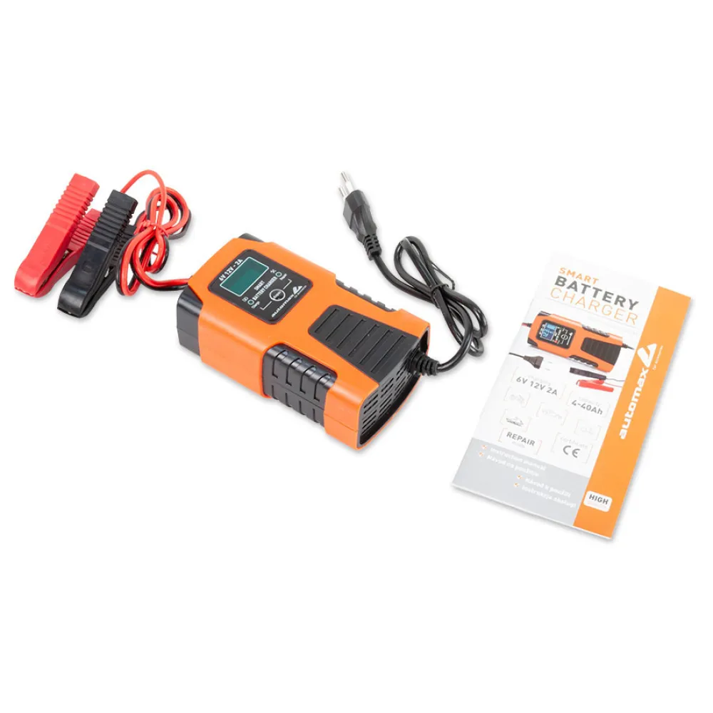 Autó és motorkerékpár akkumulátor töltő 6/12V/2A Smart AM2874