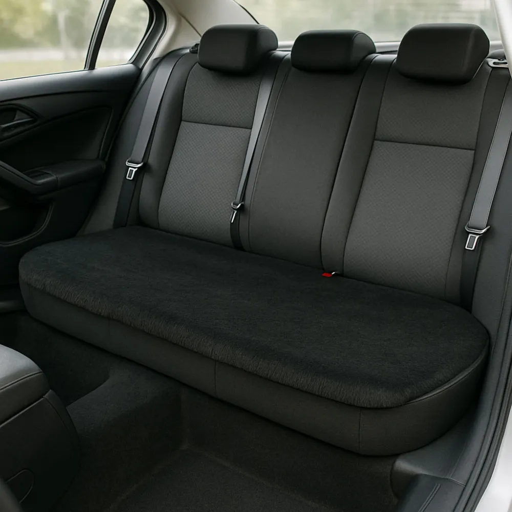 Ülésvédő, puha szőrös, fekete, hátsó ülésre 45x135 cm Autolife 01112