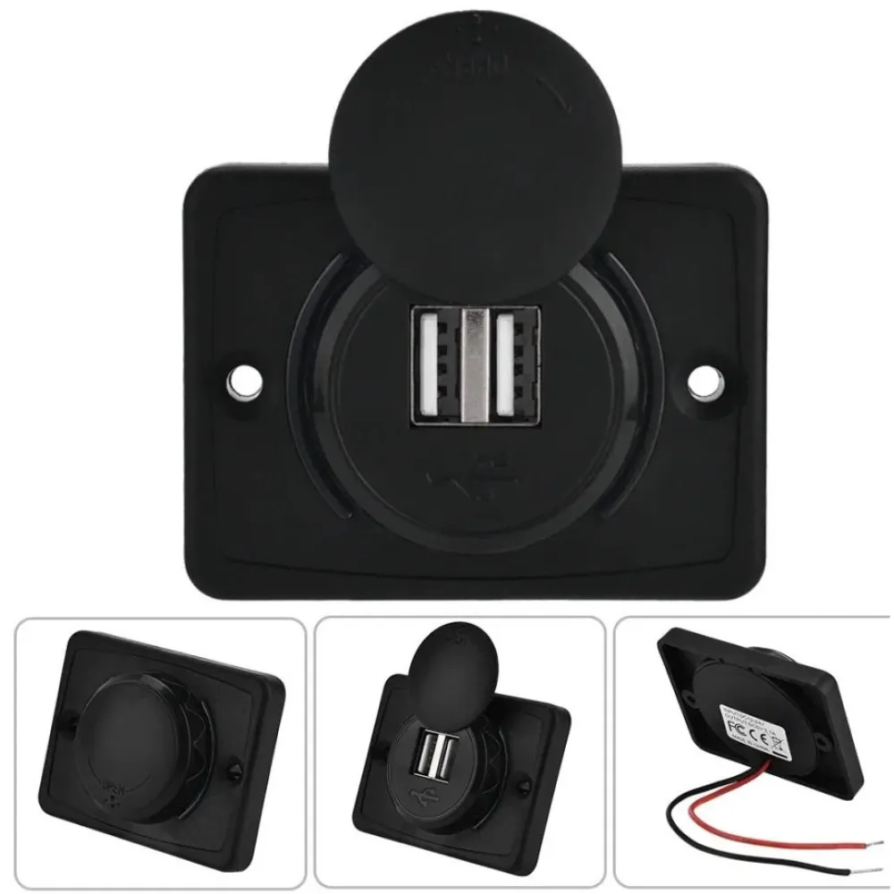 Beépíthető, vízálló dupla USB aljzat 3100 mAh 12/24V, Autolife 13337