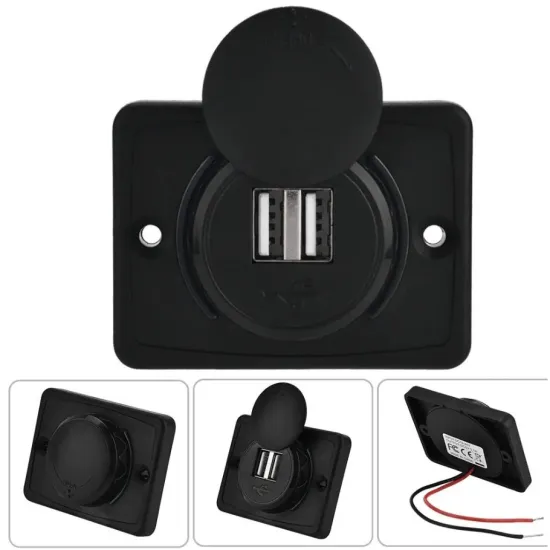 Beépíthető, vízálló dupla USB aljzat 3100 mAh 12/24V, Autolife 13337 Beépíthető, vízálló dupla USB aljzat 3100 mAh 12/24V, Autolife 13337