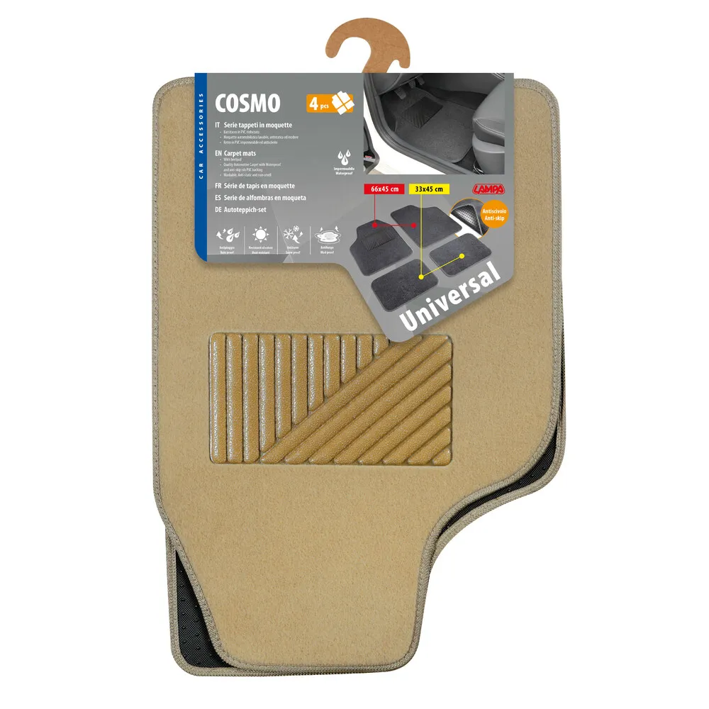 Autószőnyeg szett 4db-os, univerzális bézs színű, Lampa Cosmo 25102