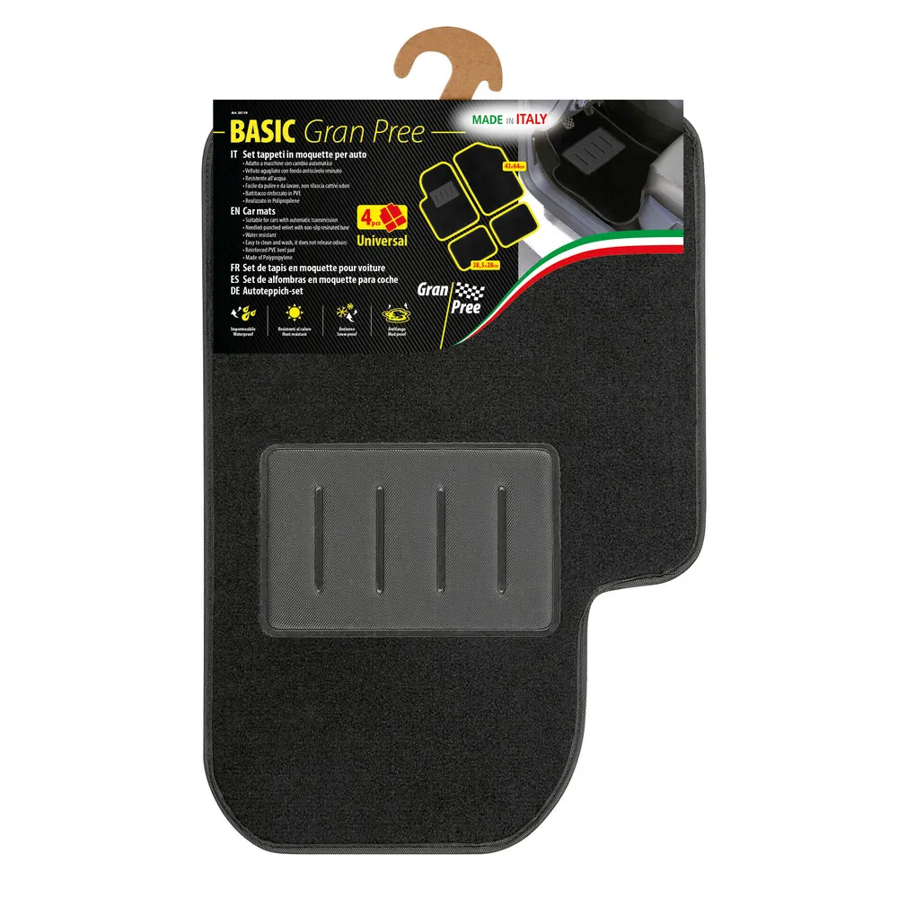 Textilszőnyeg 4db-os ganitúra, univerzális, fekete, Lampa Basic Gran Pree