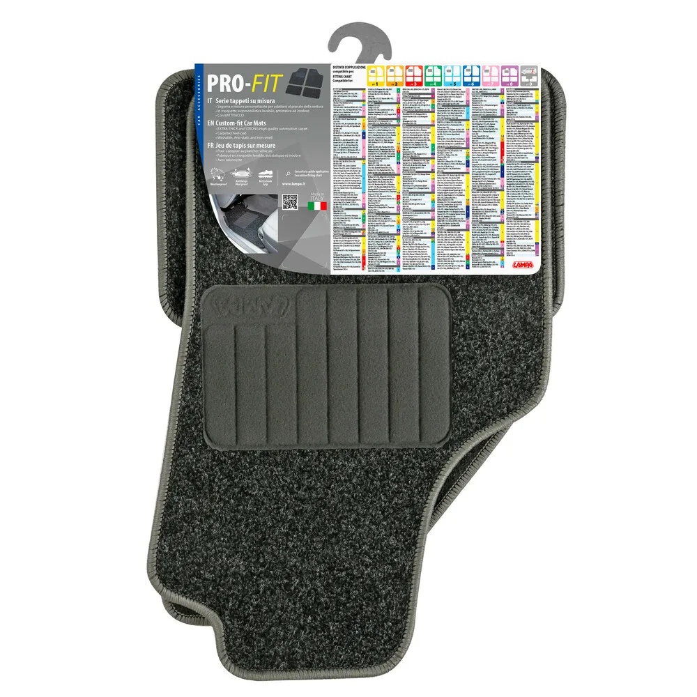 Textilszőnyeg, univerzális, fekete, 4db-os, Lampa Pro-Fit PF-7 custom-fit