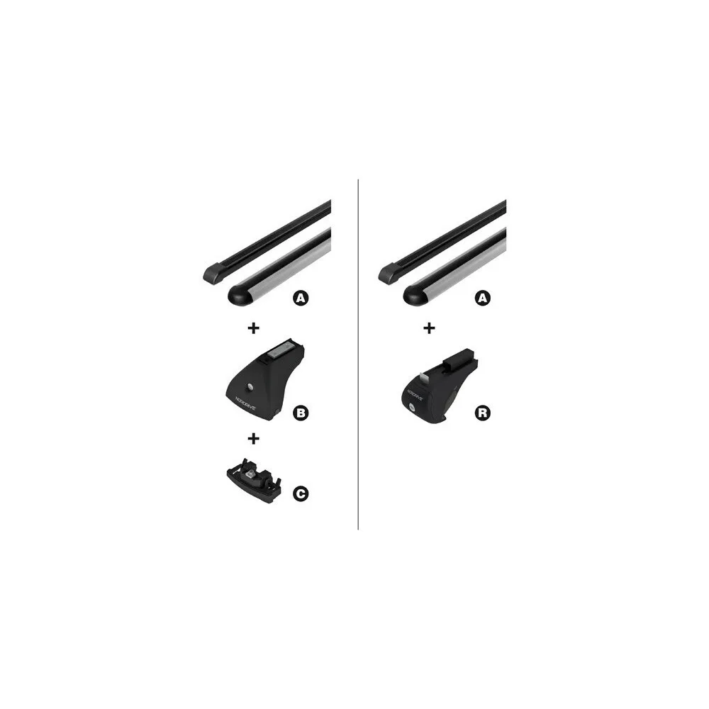 Tetőcsomagtartó fekete acél rúd pár 127 cm, Nordrive N15021 Quadra L