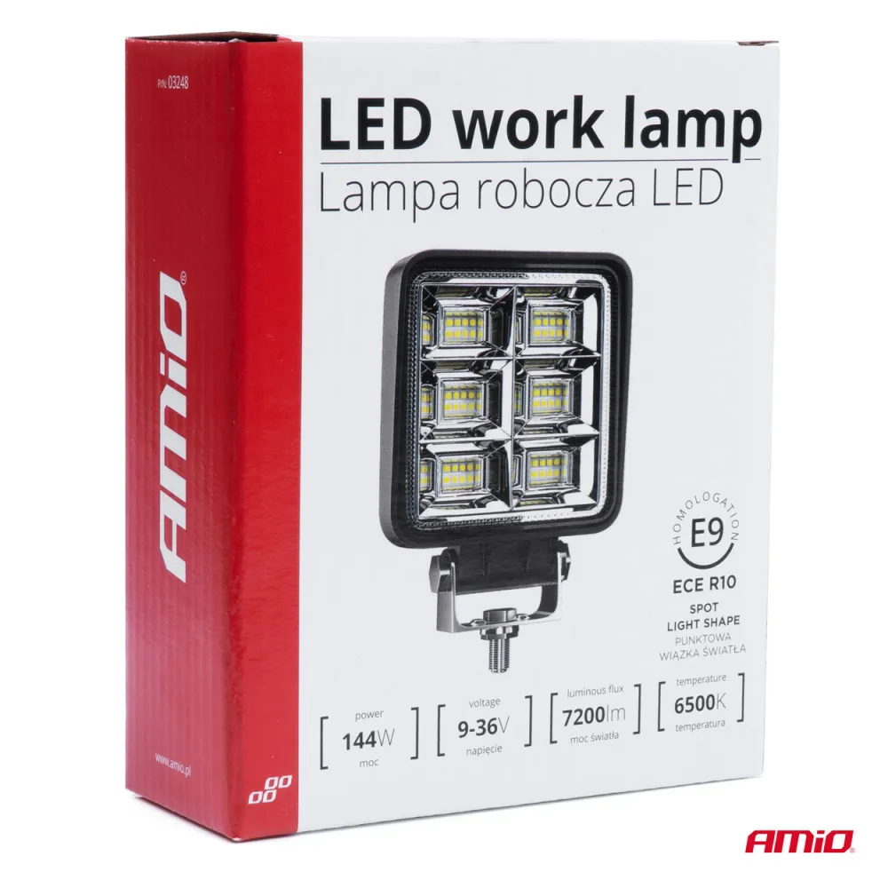 Munkalámpa, 48 LED-es 9-36V, Amio AWL37