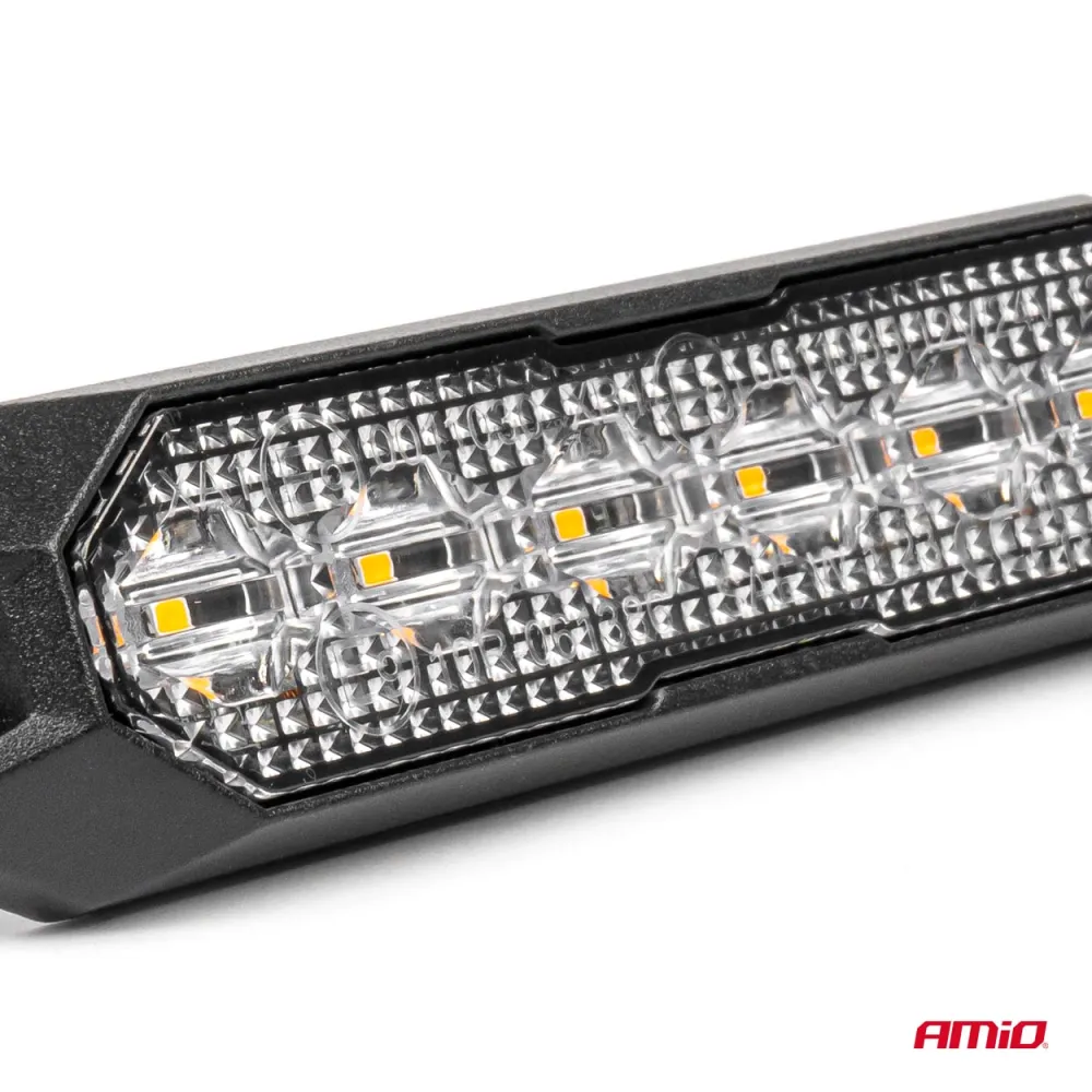Villogófény, narancssárga 2 funkciós 6 LED-es 12/24V AMIO 03930