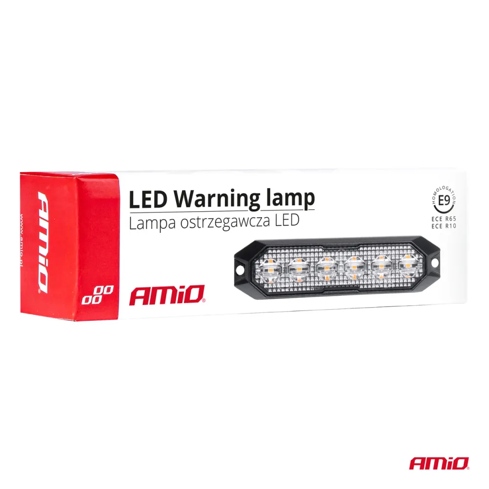 Villogófény, narancssárga 2 funkciós 6 LED-es 12/24V AMIO 03930
