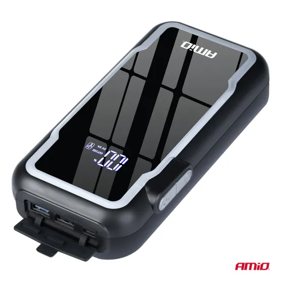 Indítás segítő egység (bikázó) powerbank, 3000 cm3-ig, 3:1-ben Amio 04678