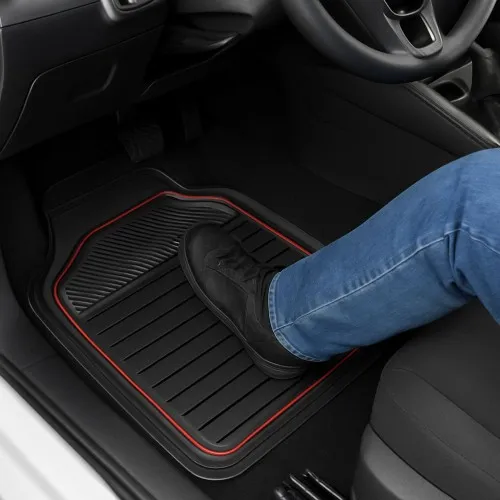 Gumiszőnyeg 4db-os garnitúra, univerzális, vágható, fekete-piros, Bottari