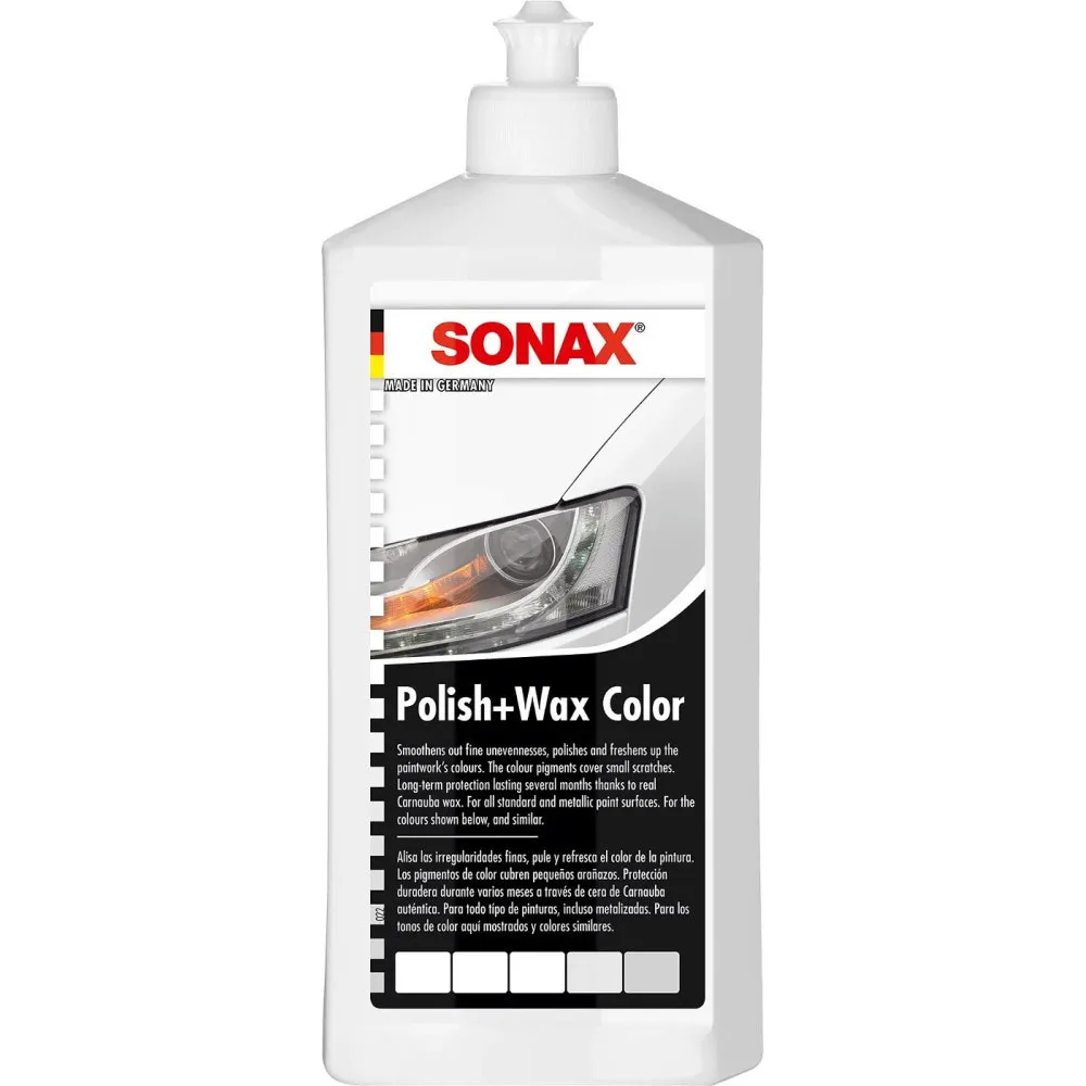 Autópolír és viasz, fehér 500 ml Sonax Polish & Wax Color NanoPro