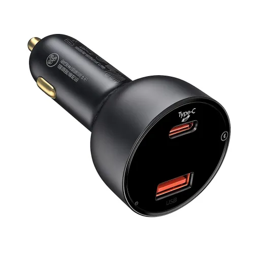 Autós USB-s gyorstöltő (100W) , voltmérővel, USB/USB-C csatlakozás, Autolife 04AC