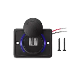 Beépíthető, vízálló dupla USB aljzat 3100 mAh 12/24V, Autolife 13337
