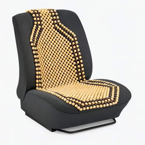 Fagolyós natúr-világosbarna ülésvédő